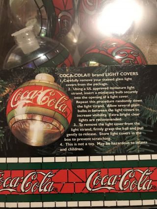 1997 Set of 18 COCA COLA Stained Glass Light Cover Ornaments Plastic • EUC 3