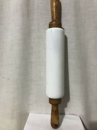 Vintage The Wizard Product Co Milk Glass Rolling Pin