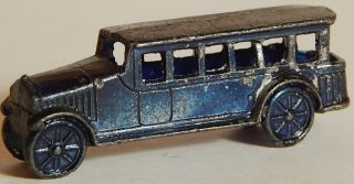 Vint 1930 Metal Bus Cracker Jack Prize Toy Transportation Tootsie Toy Blue