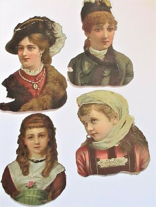 Victorian Embossed Scrap,  Antique,  Lovely Ladies,  From 1800 