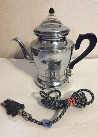 Vintage Art Deco Aluminium Electric Coffee Pot Percolator Usa
