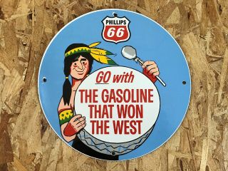 Vintage Phillips 66 Gasoline Porcelain Sign Gas Oil Pump Plate Service Station