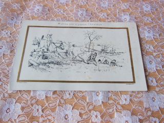 Victorian Christmas Card/huntsmen Scene/man Fallen Off Horse/alfred Gray