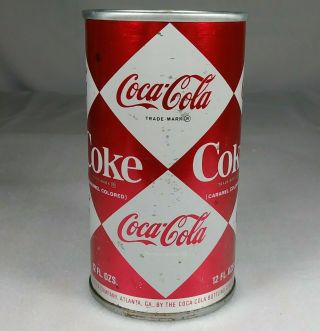 Old Coca Cola Diamond Pattern Pull Tab Top Soda Can York Ny Paterson Nj