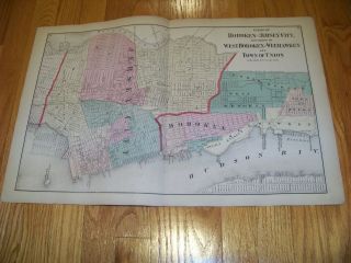 1872 Map F.  W.  Beers,  Comstock & Cline Hoboken Jersey City Weehawken Union Nj
