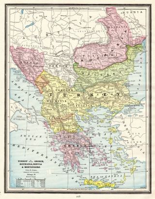 1890 Antique Turkey Map Vintage Map Of Turkey Romania Serbia Greece Map 5572