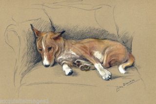 Vintage Art L.  Dawson Basenji Puppy Dog Dogs Laying On Couch Lge Note Cards