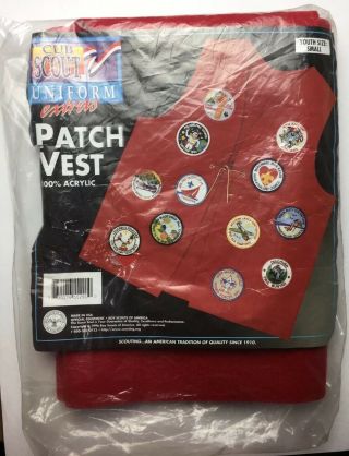 Red Cub Scout Patch Vest Size Youth Small