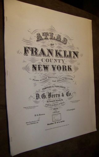 1876 Franklin County Ny Atlas Map Fw Beers Bangor Belmont Malone 1977 Reprint