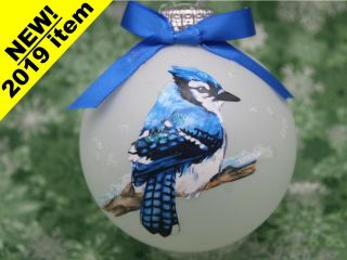 B008 Hand - Made Christmas Ornament - Wild Bird - Male Blue Jay