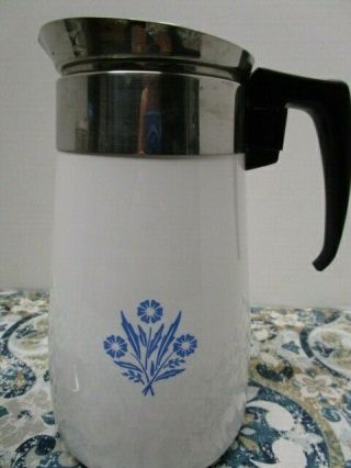 Vintage Corning Ware 9 Cup Blue Cornflower Stove Top Coffee Pot