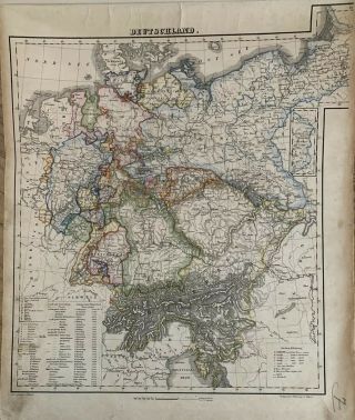 1854 Germany Antique Hand Coloured Map By Carl Flemming