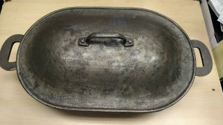 Columbus Iron Vintage Made In Usa Cast Iron Legged Roasting Pan With Lid