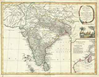 1786 Vaugondy Map Of India And Ceylon