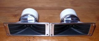 Pair Vintage Electro Voice T35 Alnico Horn Tweeters 16 Ohms - White / Chrome