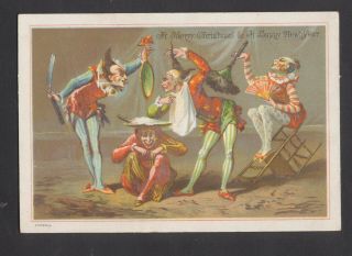 C10646 Victorian Goodall Xmas Card: Clowns 1870s