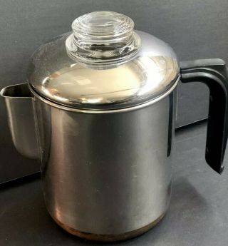 Vintage Revere Ware Pre 1968 Percolator Copper Clad Coffee Pot 4 - 6 Cup Camping