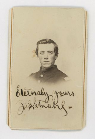 Civil War Officer Cdv Photo Signed Ja.  S.  Smahl,  By M.  Witt Columbus,  Ohio