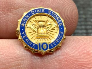 Winn - Dixie Stores 1/10 10k Gold 10 Years Of Service Award Pin.  Stunning