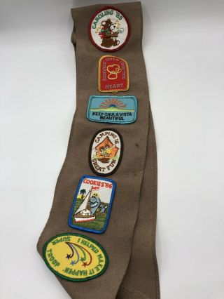 1980s Girl Scout Brownie Sash With 7 Patches
