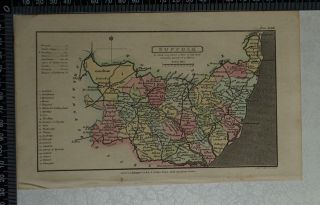 1808 Antique Hand Coloured Capper Map Of Suffolk