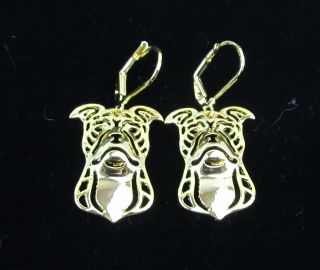 American Staffordshire Bull Terrier Dog Earrings - Fashion Jewellery Gold Plated