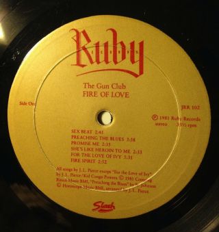 The Gun Club - Fire Of Love Lp 1st Pressing RUBY RECORDS 1981 Vinyl Punk Album 3