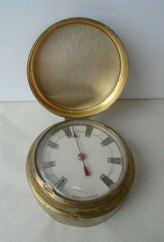 Vintage Brass Cased 2 3/8 " Made In France Handheld Thermometer Travel