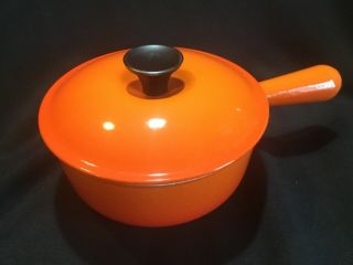 Vintage Le Creuset 18 Orange Flame Sauce Pan 2 Quart France