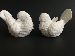 Vintage (2) White Alabaster Doves - Lovebirds - Peace - Made In Italy - A.  Santini