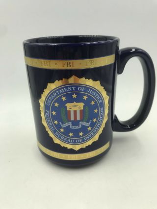 Fbi Heraldry Porcelain Coffee Mug Blue Emblem Federal Bureau Of Investigation