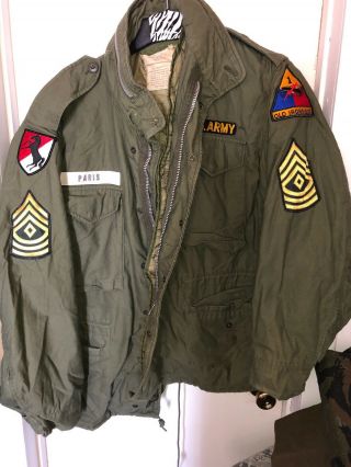 Us Army Vietnam War Era M - 65 Field Jacket Large Reg No Date W/patches & Liner