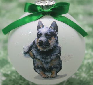 D042 Hand - Made Christmas Ornament - Australian Cattle Dog Blue Heeler - Laying