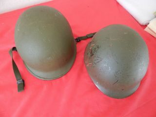 Vintage U.  S.  Military Vietnam Era M - 1 Steel Helmet With Liner Dated 19march69