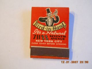 Old " Feature " Matchbook Of Bird - In - Hand Restaurant - 7th Avenue,  York City