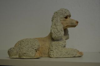 Poodle Resin/stone Dog Figurine Sculpture Lg.  9 1/2 " Long X 6 1/2 " Tall Two Tone