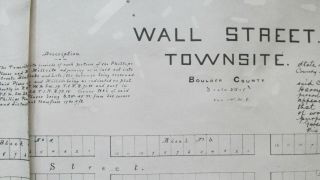 1898 Wall Street Boulder County Colorado Townsite Plat Map Reprint - Millsite 2