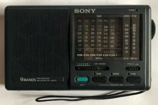 Vintage Sony Icf - Sw15 Pocket World 9band Radio Receiver Sw/mw/fm Dual Conversion