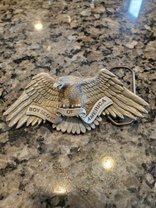 Boy Scouts Of America Bsa 2000 Solid Fine Pewter Eagle Belt Buckle