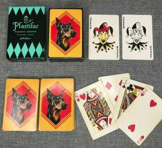 Vintage Playing Cards Deck Doberman Dog Arrco Card Co