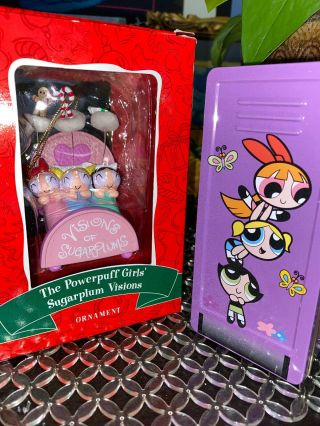 (2) Cartoon Network Powerpuff Girls Sugarplum Ornament & School Locker Tin Bank