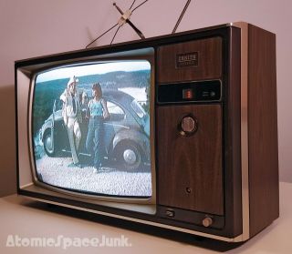 Zenith Vintage Television Set 1982 System 3 Big 19 - Inch Color Tv Walnut Face