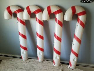 (4) Vintage Empire Christmas 39 " Lighted Blow Mold Candy Cane Yard Decor