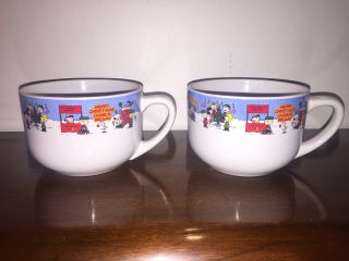 Charlie Brown Peanuts Coffee Mugs Soup Bowl Merry Christmas By Galerie Set Of 2