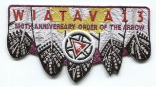 Bsa Oa Lodge 13 Wiatava Feathers Flap Patch - Oa 100 Centennial Logo 1915 - 2015