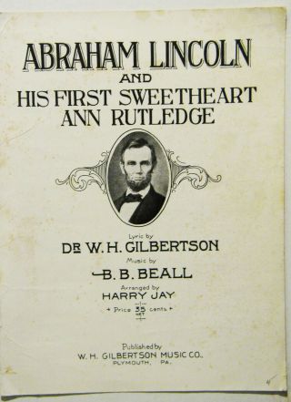 Vintage Sheet Music Celebration Of Abraham Lincoln His Sweetheart Ann Rutledge