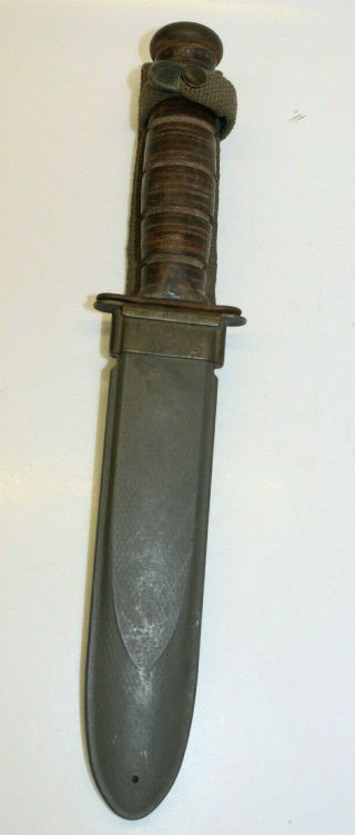 Vintage Ww2 U.  S.  N.  Mk2 Ka - Bar Fixed Blade Combat Knife & Nord 8114 Sheath