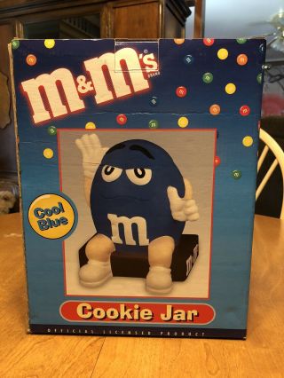 M&m Blue Ceramic Cookie Jar Candy Treats Stash Canister Large Benjamin & Medwin