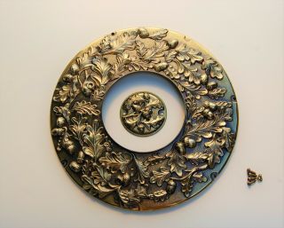 Hunter Vintage Ceiling Fan Parts - 52 " Acorn/oak Leaves Plate & End Cap - Brass