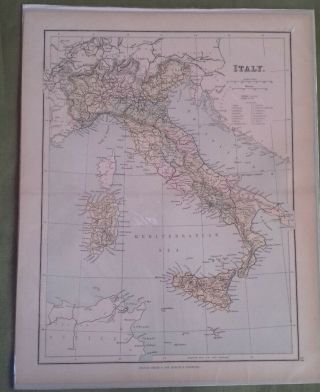 Circa 1880 Victorian Antique Map Of Italy George Philip & Sons